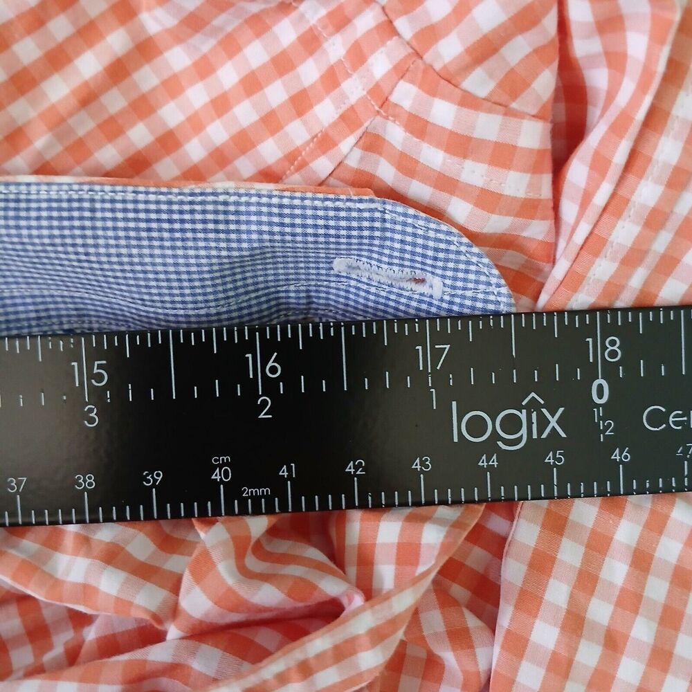 Tommy Bahama Dress Shirt Men L Orange Check Long Sleeve Button Up Pima Cotton - Picture 15 of 15